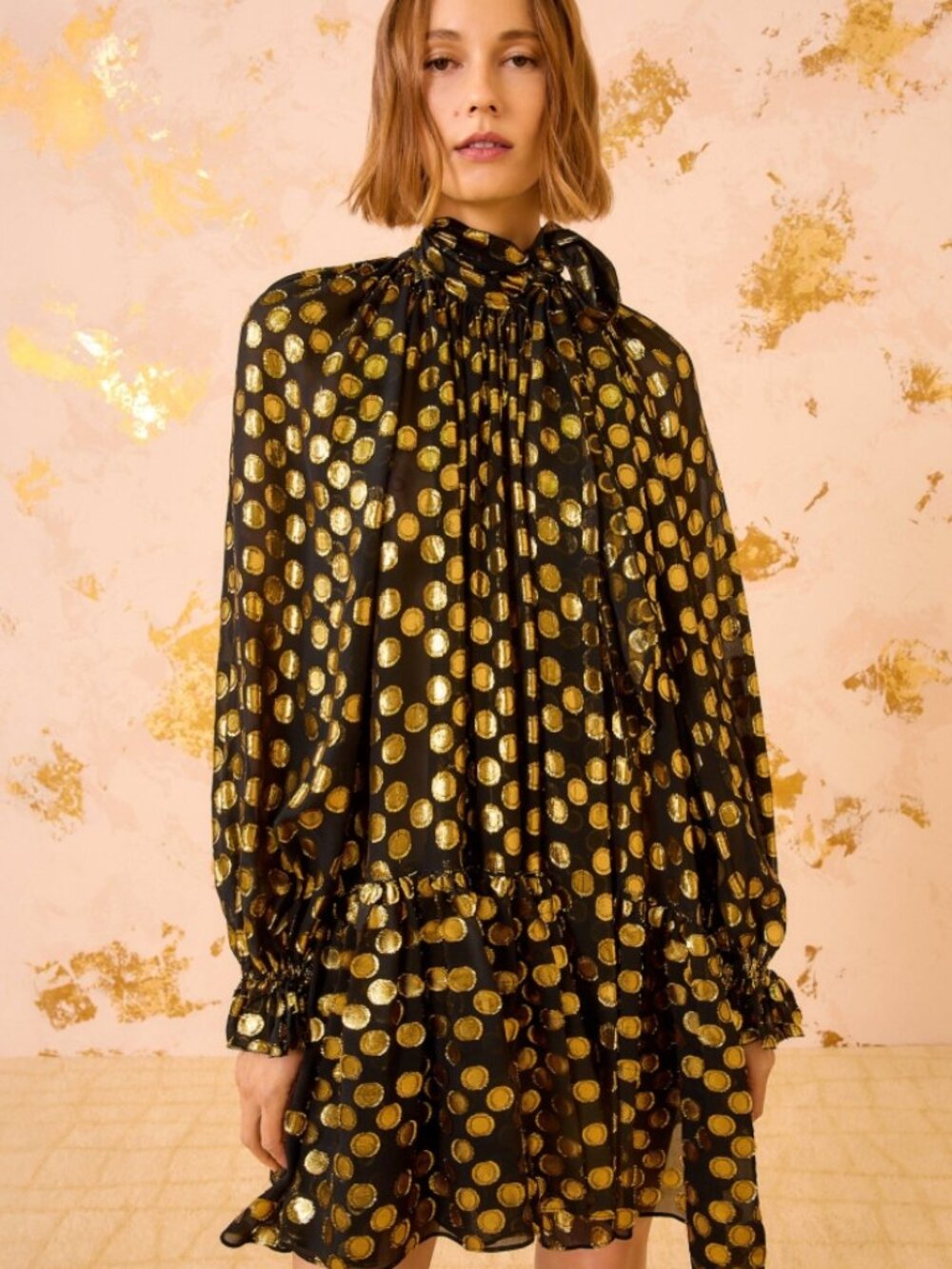 NWOT 2025 Collection ULLA JOHNSON Loretta Silk Mini Dress in Obsidian XS $750